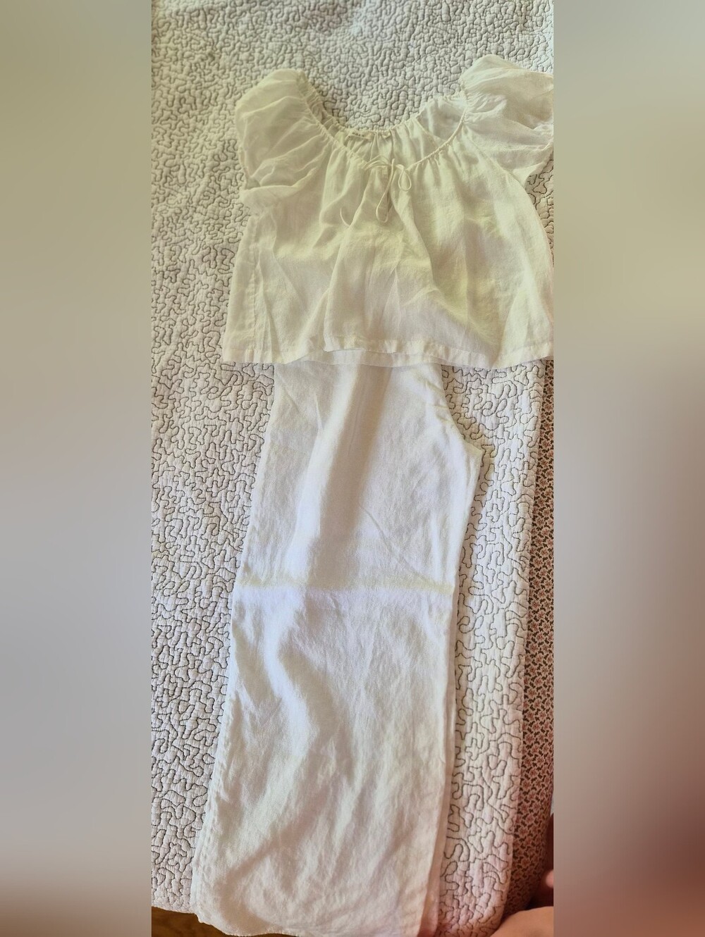 DÔEN White Linen Two Piece Set | Puff Sleeve Top + Pants